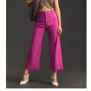 💗 Anthropologie Maeve The Colette Magic Fabric Crop Wide-Leg Pants – Size 31